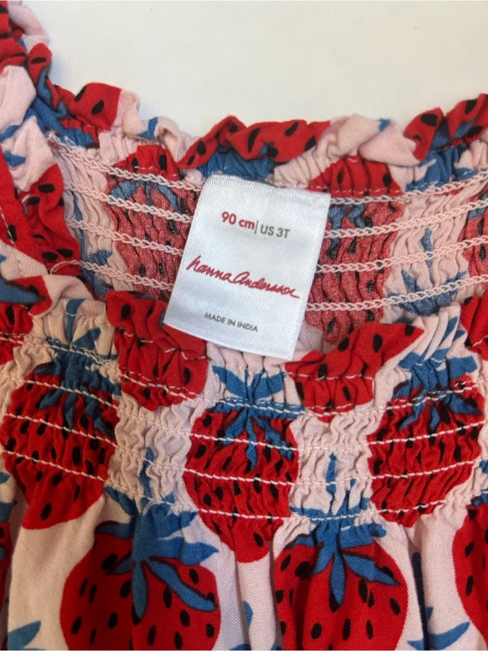 Hanna Andersson Red & Pink Strawberry Print One-Piece